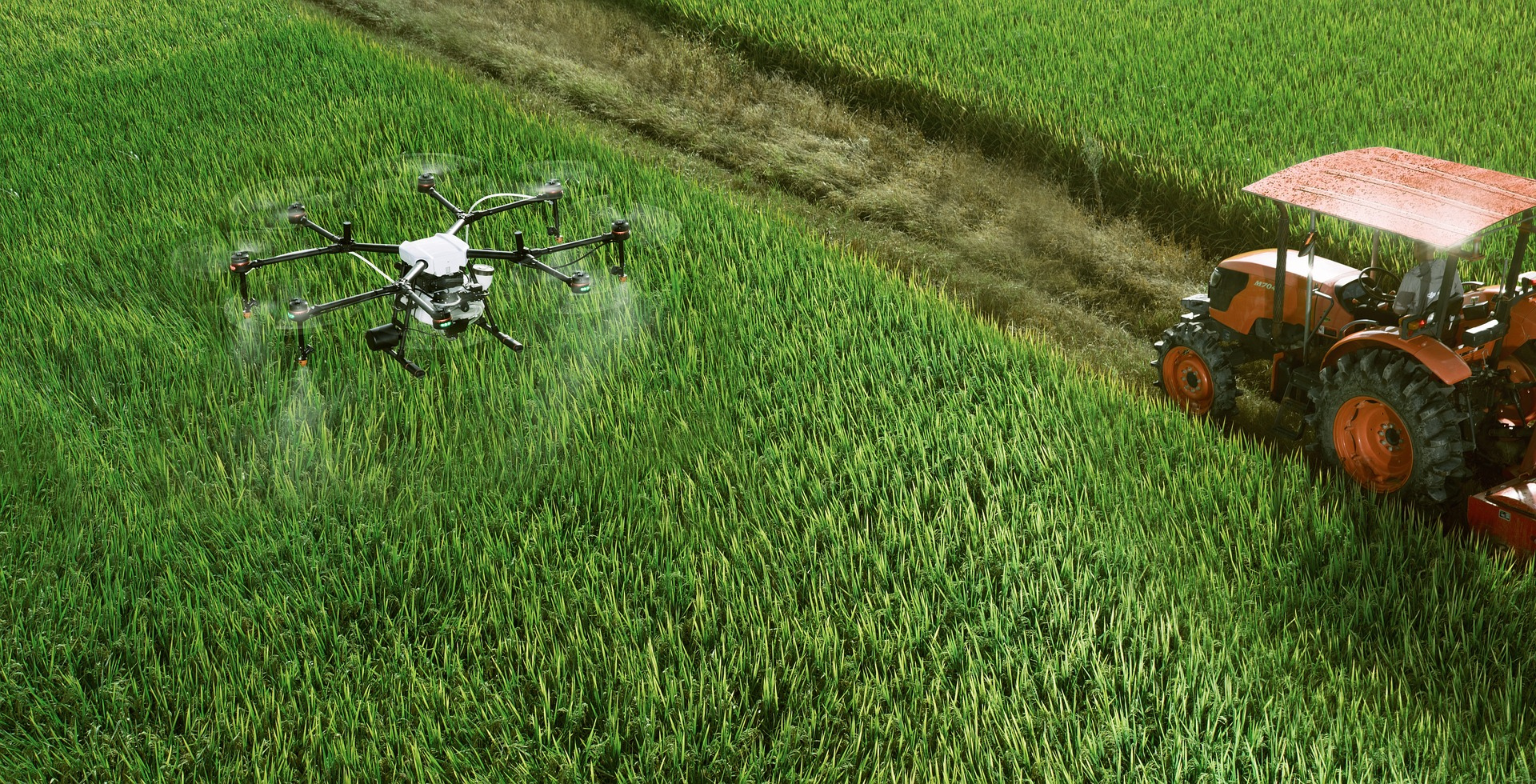 Agriculture Drone with a tractor