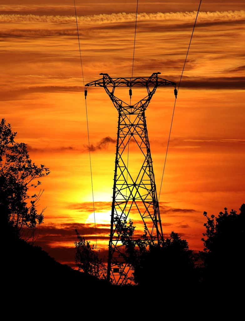 Transmission Tower with a sunset