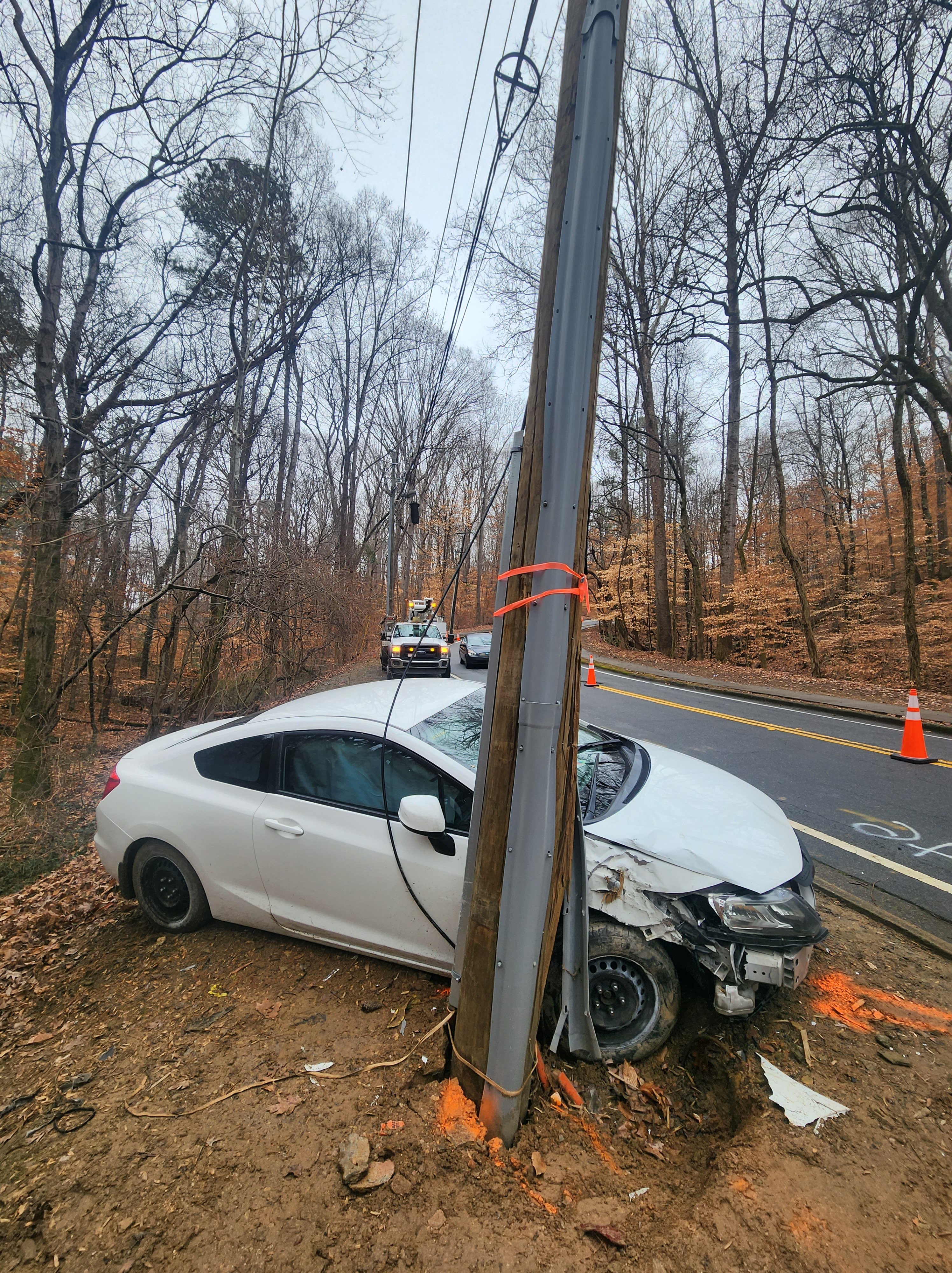 Car hitting a pole