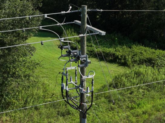 Power pole with underground Drone View Mavic 3