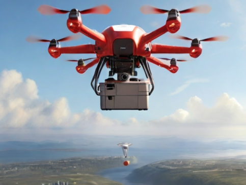 Drone delivering a packet